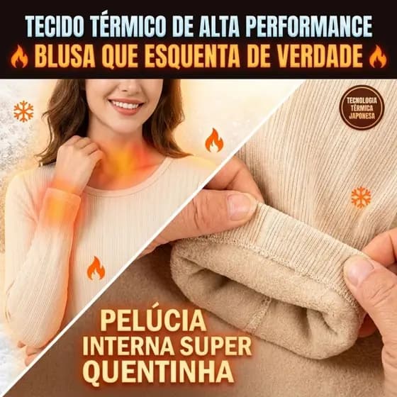 Camiseta Térmica Canelada Trio Peluciada Forrada Quente Frio Intenso Blusa Feminina Manga Longa