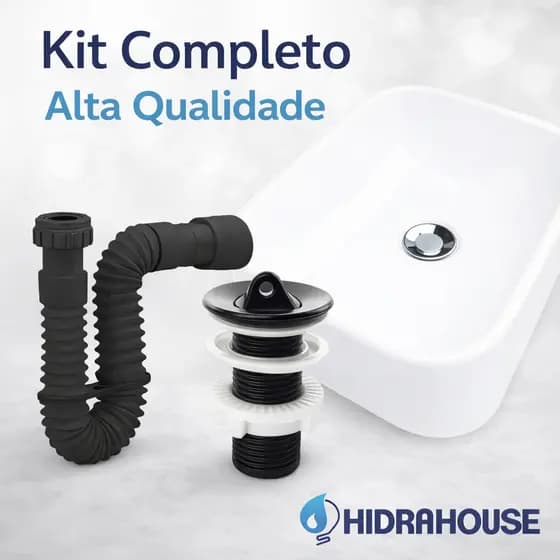 Cuba Italia HidraHouse 36x27cm em Mármore Sintético + Kit Completo (Válvula e Sifão) – Alta Qualidade