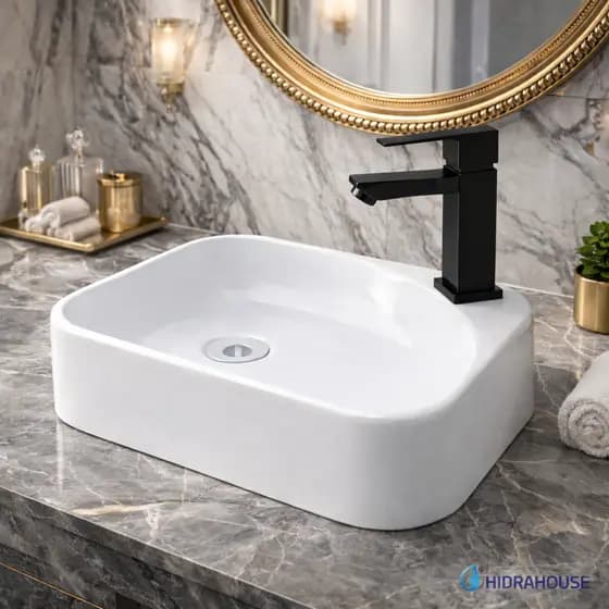 Cuba HidraHouse Tokio 35x28x9 cm com Válvula Simples – Mármore Sintético e Design Moderno Envio Rapido
