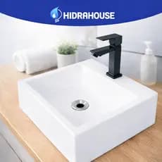 Cuba de Apoio Quadrada 31x31 Pop Plus HidraHouse Branca – Mármore Sintético Premium para Banheiro ( SOMENTE A CUBA)