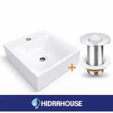Cuba Pia Para Banheiro HidraHouse Pure Sobrepor  Brilhante 33x34x10 Com Valvula ABS