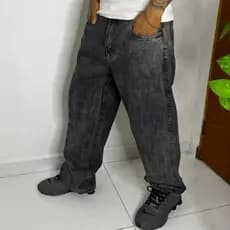 Calça Masculina Confortável Dia a Dia 100% Algodão 36 ao 48  balao baggy Jeans Claro Boca Larga Oversized Moda Masculina