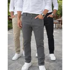 Kit 3 Calças Sarja 38 ao 56 Masculina Com Elastano de Alta Qualidade e Algodão Plus Size 38 ao 50 52 54 56