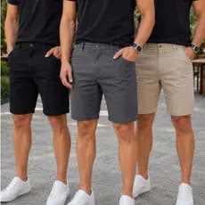 Kit 3 Bermuda Masculino 50 ao 58 Algodão e Elastano Premium Plus Size Brim Short