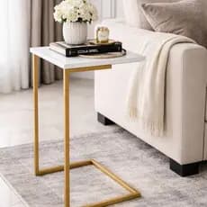 Mesa Lateral Notebook Pés Ferro Elegante Apoio Sala Quarto Cozinha Sofá Moderna Decoração