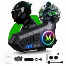 Fone De Ouvido Capacete Bluetooth Headset Moto Ligação Microfone Piloto Prova d’água Áudio Rgb