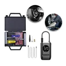 Compressor Digital Portátil Kit Remendo Reparo Pneu Furo Carro Moto Calibrador Ar Pressão Encher