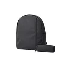 Mochila Unissex Escolar Faculdade Casual Preta Moderna com Zíper Lateral + Estojo