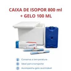 Caixa Isopor Térmica 800 ml + Gelo Reutilizável 100 ml Transporte de Medicamentos Insulina Vacinas