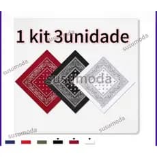 1 Kit  3/1 unidade Bandanas Lenço Estampada - Moda Rock - Poliéster