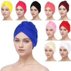 Touca feminina muçulmano touca de quimioterapia com pregas lenço cobertura para cabeça bandana índia