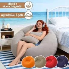 Poltrona Puff Inflável – Veludo Confortável Preguiçoso, Perfeita para Descanso (MC-46)