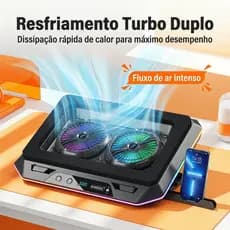 Suporte Base Gamer para Notebook Refrigeração RGB Ajuste Ergonômico e Tamanho GG 3000rpm (DELTA-B3126GG)