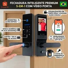 Fechadura Inteligente Digital Smart Wi-Fi com Tela – Bateria Interna, Biometria, App, Senha, Tag e Chave (ALPHA 203)