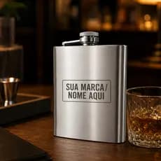 Cantil Porta Whisky Bebidas em Aço Inoxidável 210ml Personalizado com Nome ou Logo | Presente Masculino