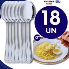Conjunto 18 Colheres Aço Inox Premium Para Restaurantes Cozinha Casa Bar Talher Colher de Sopa Premium