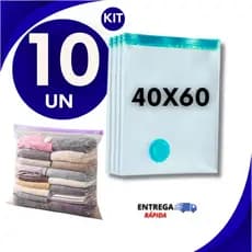 Kit 10 Saco a Vácuo 40x60 Edredom Roupa Bag Espaço Organizador Viagem Guarda Roupa