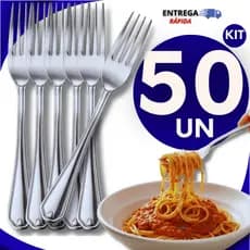Kit 50 Garfos de Inox Resistentes Talheres para Mesa, Refeições, Cozinha, churrasco e bares utilidades Garfo