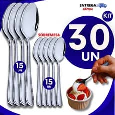 Conjunto De Colheres Sopa Mesa e Sobremesa Inox Colher Casa Cozinha Buffet Restaurante Utensílios Talher