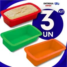 Jogo 3 Peças de Forma de Silicone Antiaderente para Pães, Tortas e Bolos Caseiros, Forma que não gruda 26.6x13 cm