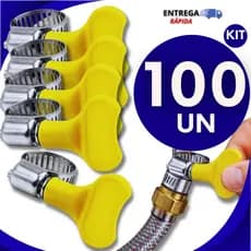 Combo 100 Abraçadeira Americana em Inox Vazado Parafuso com Borboleta 13-19mm 3/4 Mangueira Gás Irrigação