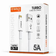 Cabo USB Lightning Turbo Carregamento Rápido Para iPhone 11 12 13 14 XR SE A’Gold 1 MT
