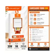Carregador Turbo iPhone Hmaston 30w Y53-2 Com Cabo 1m