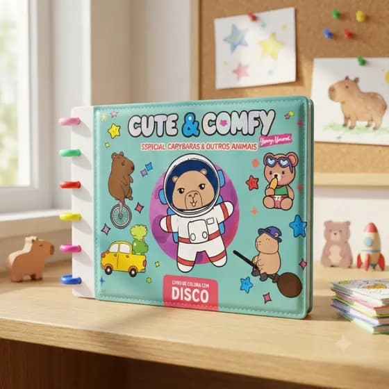 Caderno de Desenho para Colorir Cute & Comfy Capa Almofadada 40 Páginas