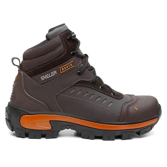 Bota Masculina Segurança Coturno Reforçado Em Couro Legítimo Com Biqueira PVC