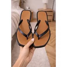 Chinelo Feminino De Dedo Bicolor Bico Quadrado Forrado Super Leve Confortável Original + Nota