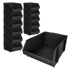 Kit 12 Caixa Organizadora Bin N8 Plástica Resistente Preto