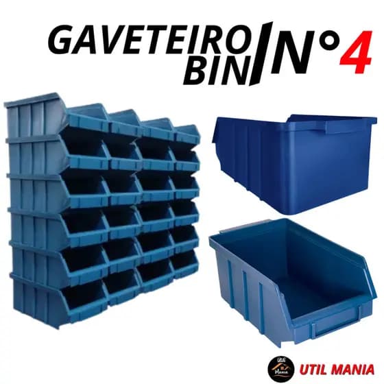 Kit Com 06 Gaveteiros de Plástico Organizador Bin Nº 4 Empilhável Resistente Cesto