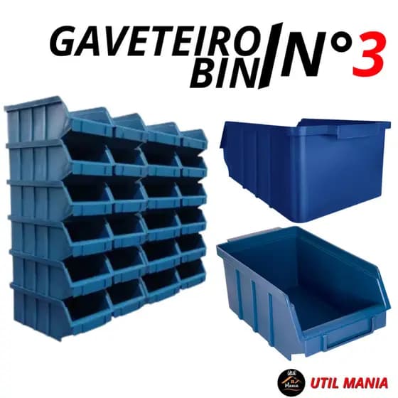 Kit Com 10 Gaveteiros de Plástico Organizador Bin Nº 3 Empilhável