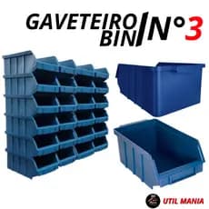 Kit Com 10 Gaveteiros de Plástico Organizador Bin Nº 3 Empilhável