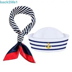 Chapéu De Capitão De Iate BACK2LIFE1 , Boné De Marinheiro Confortável Azul Marinho , Lenço De Halloween Para Vestir