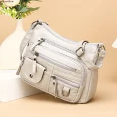 JUNYUE Bolsa De Ombro Com Vários Bolsos Zíper , Crossbody Retrô De Couro PU De Grande Capacidade , Macia