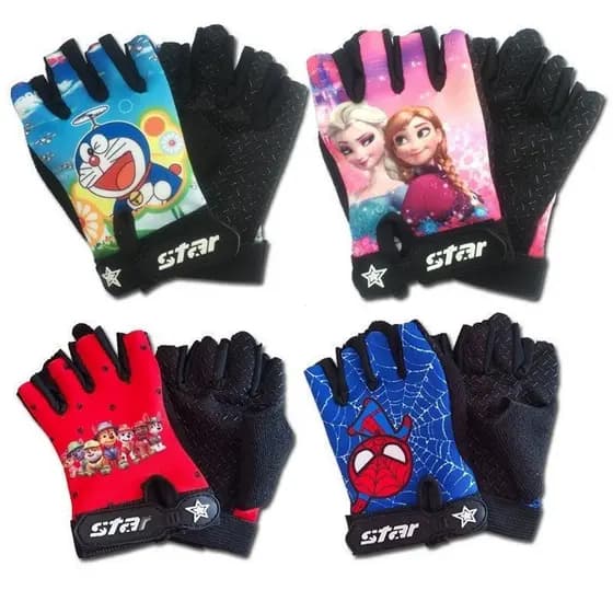 Luvas esportivas protetoras antiderrapantes de meio dedo, projetadas para crianças/meninos/meninas de 2 a 6 anos e até 1