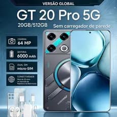 Bobarry Smartphone GT20 PRO 20 GB + 512 GB, 6,78 polegadas 4G/5G Internet Celular para jogos