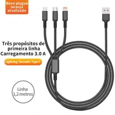 【Reforço】3-in-1 USB Data Cable Turbo Charging For IOS Type C Micro USB Ready for Delivery