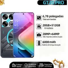 Bobarry Smartphone GT20 PRO 20 GB + 512 GB, 6,78 polegadas 4G/5G Internet/WIFI 28MP+64MP 6000mAh
