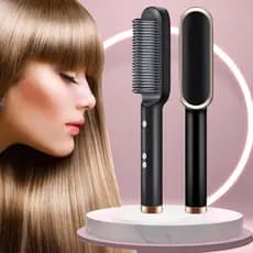 Escova Alisadora Elétrica Anti Frizz Bivolt | Alisa e Modela em Minutos | Efeito Liso Rápido Prático