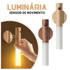 Luminaria Led Recarregável Sensor de Movimento Arandela de Madeira Minimalista Mesa Parede Magnética