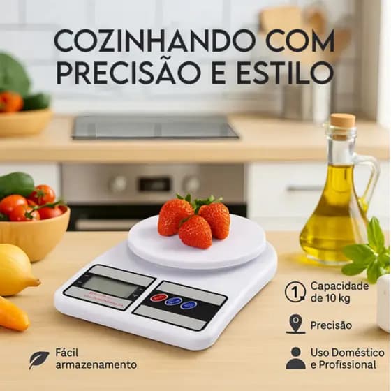 Balança Digital De Precisão Balança de Cozinha Capacidade Máxima 10 Kg Branco Dieta