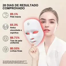 Máscara Facial LED 7 Cores Profissional Controla Acne e Reduz Poros para Tratamento Facial