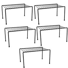 Kit 5 Organizadores Armário Armario Prateleira Aramado 32 Cm Preto Branco organizador de cozinha