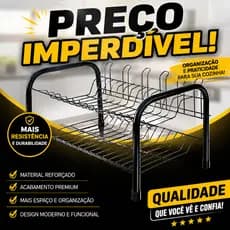 Escorredor De Louças Versátil Duplo Compacto Secador Copos 9 Pratos 2 Andares