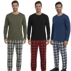 Pijama Masculino Longo Xadrez Inverno Conjunto Masculino Confortável Frio Calça Xadrez