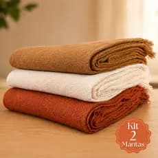 Kit 2 Mantas Para Sofá Decorativa 2,10x1,20 Luxo Malha Premium Elegante Inverno