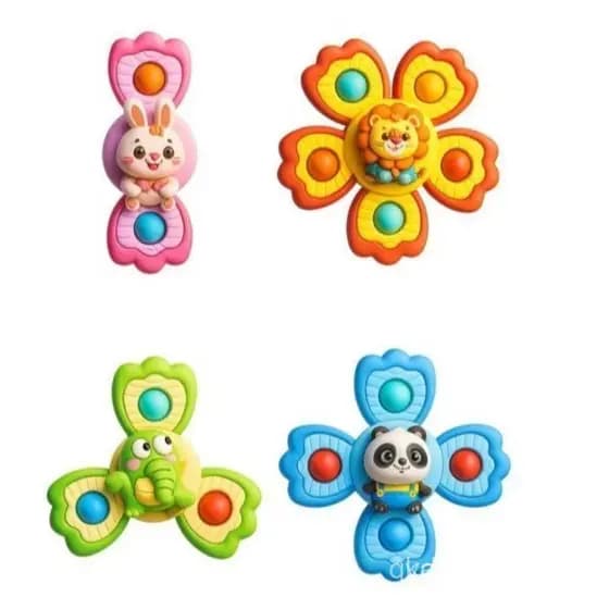 Kit 3 Spinners Brinquedo Bebê Com Ventosa  Roda Diversão Sensorial Educativo