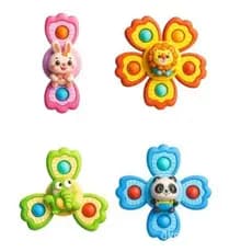 Kit 3 Spinners Brinquedo Bebê Com Ventosa  Roda Diversão Sensorial Educativo